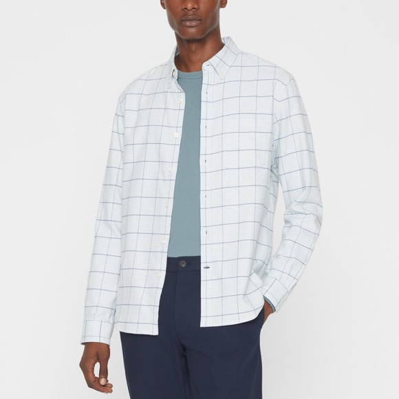 Long Sleeve Houndstooth Flannel Shirt -New With Tags -NEVER WORN -Vapor Blue Mix